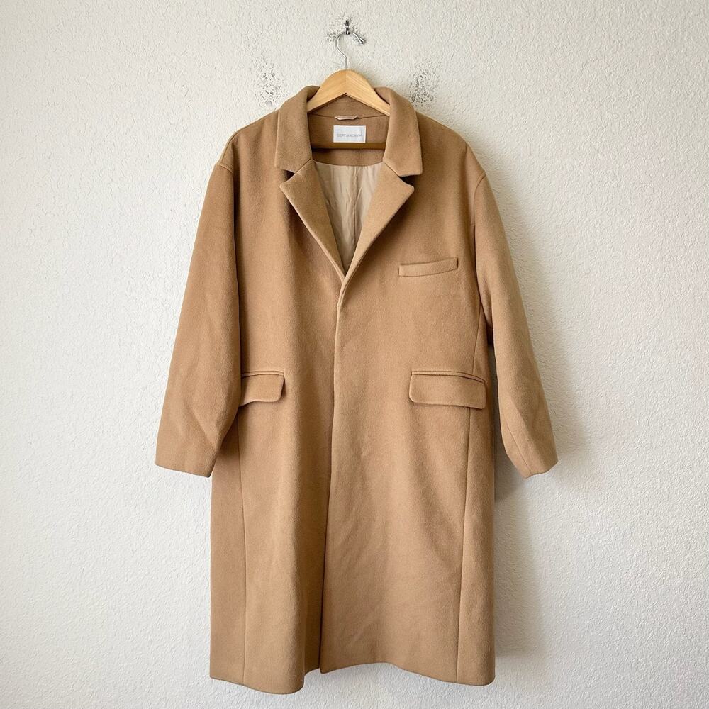 DEPT ANONYM Coat Camel Brown Lined Wool Cozy Overcoat Jacket Preppy NWT